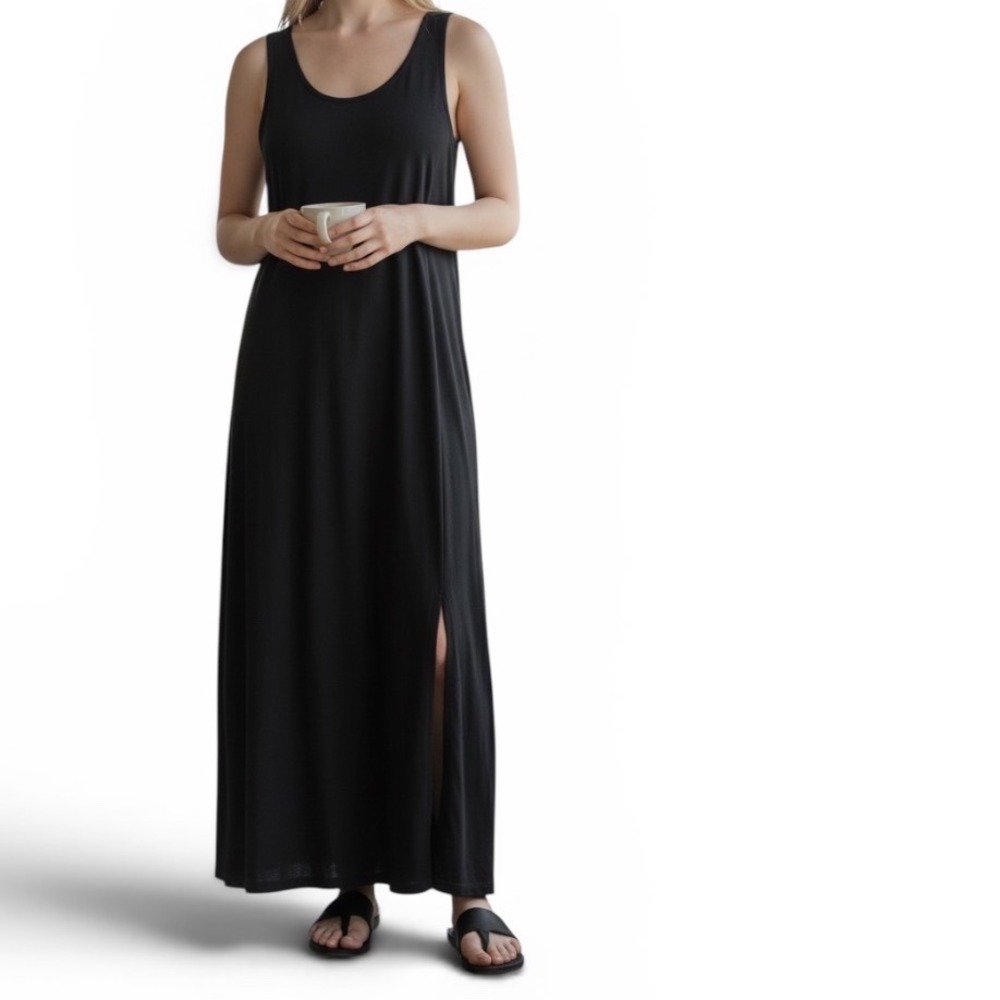 Zenana Outfitters Maxi Dress Women 3X Black Side Slit Tank Sleeveless